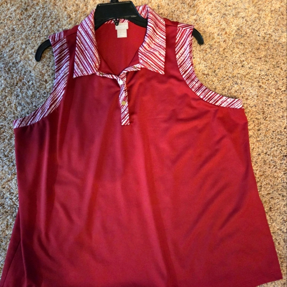 Chicos 4 Piece Set, Wine Color, Zenergy Skort, Capri's Sleeveless top,and Jacket